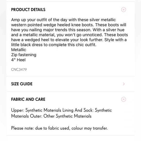 Silver Metallic Western Pointed Wedge Heeled Knee Boots - Picture 5 of 7